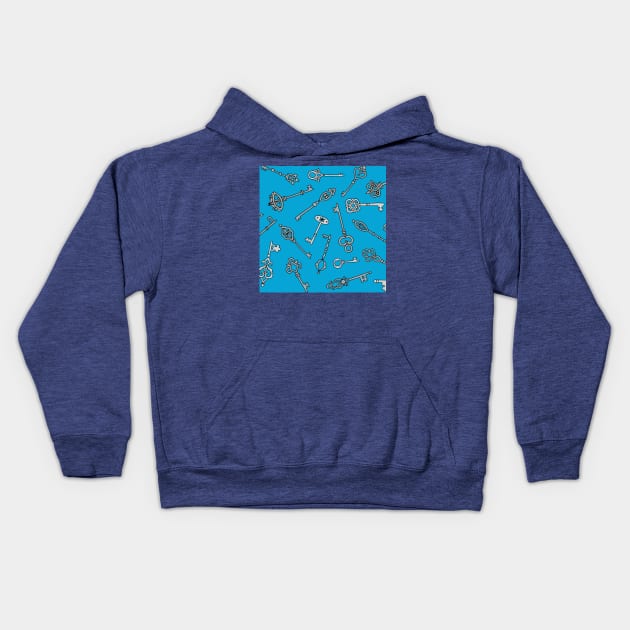 Skeleton Keys Blue Palette Kids Hoodie by HLeslie Design